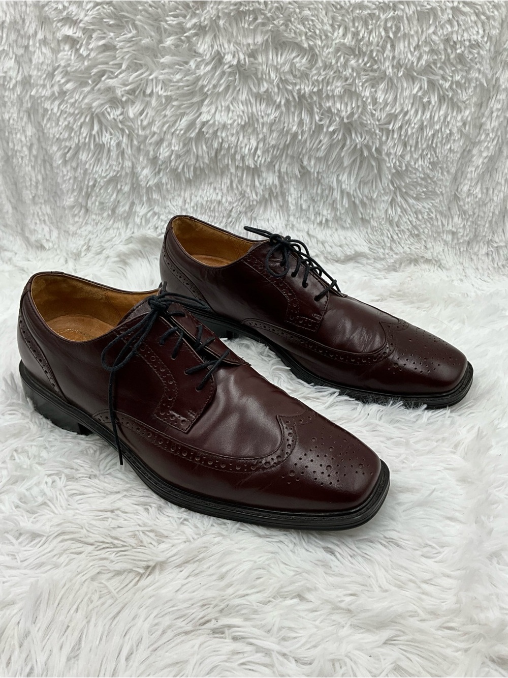Rockport Dressports Oxfords Size 11 Burgundy Leather Wingtip Brogue Dress Shoe